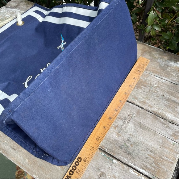Vintage Navy Blue & white canvas bag large Tote CAPE COD - Picture 6 of 10